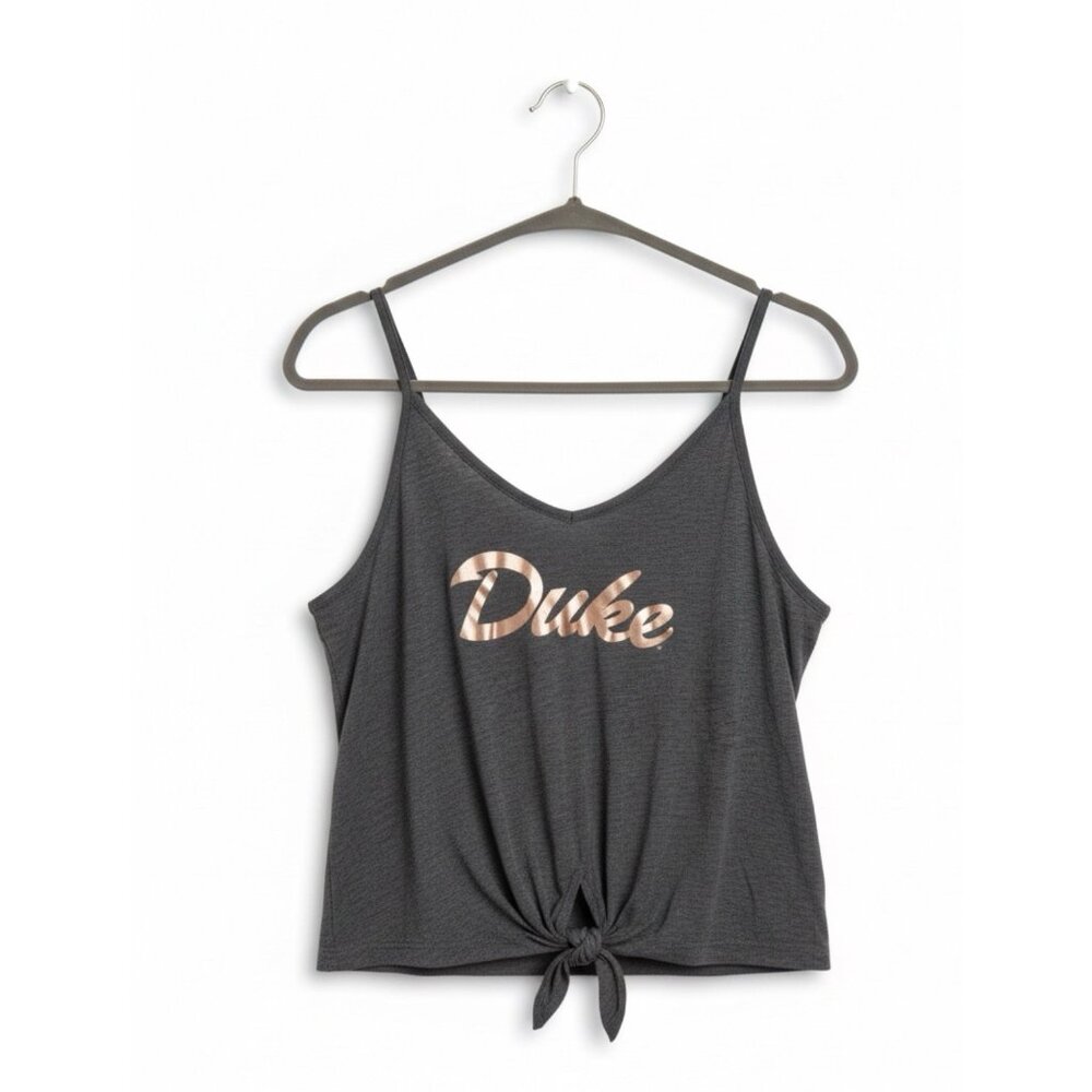 Duke Blue Devils Womens Tie Front Tank Top L 12-14 Gray Rivalry Threads NWT